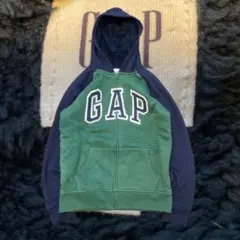 00's GAP ジップアップパーカー　ネイビー　ラグランタイプ　裏起毛