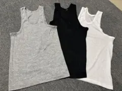 【匿名配送】メンズ タンクトップ 3枚 黒 白 グレー M 無地 肌着のサムネイル