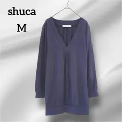 シュカ　長袖カットソー　 Vネック 　ネイビー　M