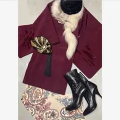 【NEW】ワインレッド ビロード地 シックな道行コート