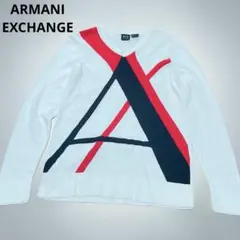 ARMANI EXCHANGE アルマーニ　ニットセーター 薄手　デカロゴのサムネイル