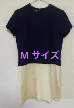 RALPH LAUREN バイカラー ワンピース ネイビー×ベージュ M