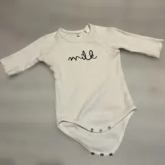 オーガニックズーのホワイトロンパース 6-12ヶ月 ミルクデザイン
