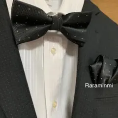 蝶ネクタイ　メンズ　ブラック　黒　ドット