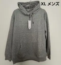 メンズ パーカー XL グレー 長袖 裏起毛 無地 フード付き カジュアル
