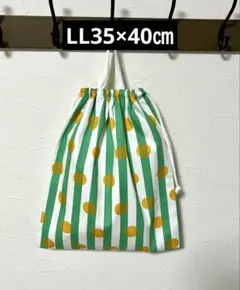 B606・LL35×40㎝ハンドメイドお着替え袋・体操着袋★ストライプドット