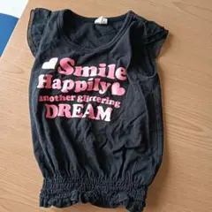 Smile Happily プリント ノースリーブ タンクトップ 黒のサムネイル