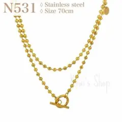 匿名配送 18K マンテル シンプル ボールチェーン ロングネックレス N531