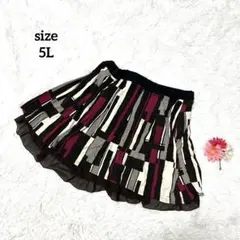 フレアスカート 総柄 大きいサイズ 5L フリフリ ピンク レース ウエストゴム