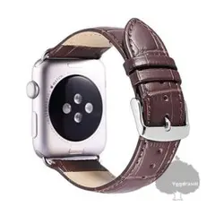 Apple Watch 型押し レザー ベルト バンド 42/44 焦茶 本革