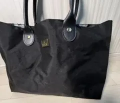 MARY QUANT トートバッグ 黒 ナイロン 花柄裏地