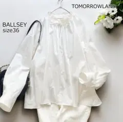 ★ららら様専用★ハイカウントサテン ネックフリルブラウス　size36