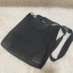 【良品・日本製】アニエスベー ショルダーバッグ コットンレザーバッグ ブラック