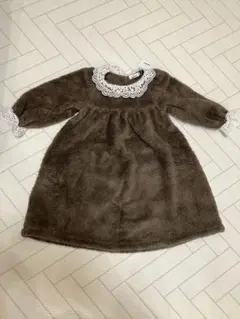 新品　ペアマノン　レース衿 ボアフリース ギャザー ワンピース