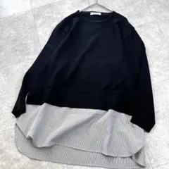 ハレイロ ドッキングニット ストライプ切替 LLサイズ ブラック