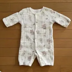 ウサギ柄ガーゼ ロンパース 50-70cm長袖