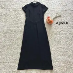 アニエスベー ロングワンピース ノースリーブ 総柄 花柄 茶色 2 B4409