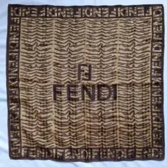 FENDI 大判スカーフ ハンカチ ゼブラ柄 ブラウン　シルク混