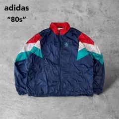 80sオールドアディダストレフォイル刺繍ロゴナイロンジャケットファイヤーバード