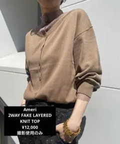 Ameri 2WAY FAKE LAYERED KNIT TOP ¥12,000