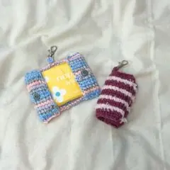 ハンドメイド　ポケットティッシュケース 水色×ピンク×シルバー