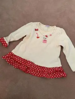 miki HOUSE 長袖トレーナー　100cm クリーム/赤