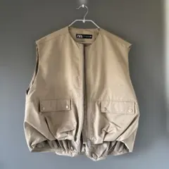 【値下げ不可】1度着用ZARA ベージュ バルーンシルエット ベスト