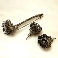 立体フラワーモチーフ アンティークジュエリー3点セット925
