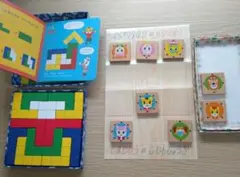 木製動物しまじろう知育セット（つみき、こどもしょうぎ）