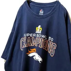 マジェスティックNFLデンバーブロンコスロゴ Tシャツネイビー紺色2XL古着