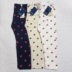 【新品タグ付き】100cm ハート柄　ストレッチパンツ3本セット♡