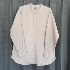 無印良品 洗いざらしブロードスタンドカラー長袖ロングシャツM