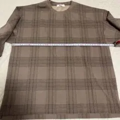 WEGO チェック柄 カットソー ブラウン Lサイズ
