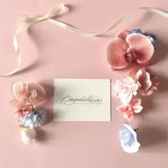 フラワーイヤーカフ　両耳セット　胡蝶蘭　スイートピー　ピンク　ブルー　造花