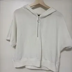 INGNI ホワイト ジップ付き半袖パーカー