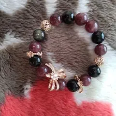 リボンモチーフ 天然石ブレスレット