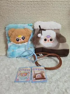 Babythreeくまと犬のふわふわスマホバッグ・2個セット