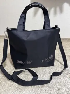 KALDI 猫プリント ブラックトートバッグ