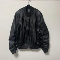 黒 MA-1ジャケット 合成皮革