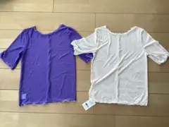 acro アクロ トップス シースルー アイボリー ラベンダー