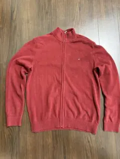 TOMMY HILFIGER フルジップ ニット レッド Lのサムネイル