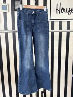 SHEIN ダークブルーフレアデニム　XSのサムネイル