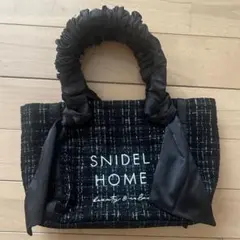 SNIDEL HOME ブラック ツイードロゴトートバッグ