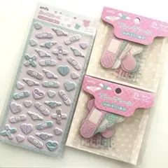 ★キャンドゥ★ぷっくりシール＆フレークシール　ばんそうこう風　３点セット★絆創膏