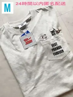 トムとジェリー　ポケット付きTシャツ メンズM タグ付き新品　匿名配送　グレー