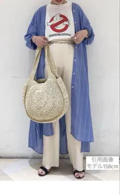 【新品タグ付】ローリーズファーム シアーストライプシャツワンピース ブルー F