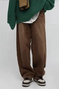 MASONPRINCE ユニセックス ブラウンダメージデニムパンツ