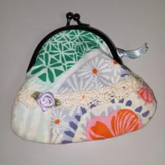 花柄 布製 がま口財布