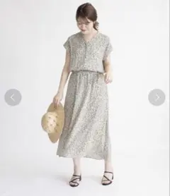 SHIP for women フラワープリントショートスリーブワンピース