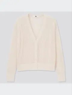 UNIQLO ハイツイストコットンショートカーディガン長袖 オフホワイトS